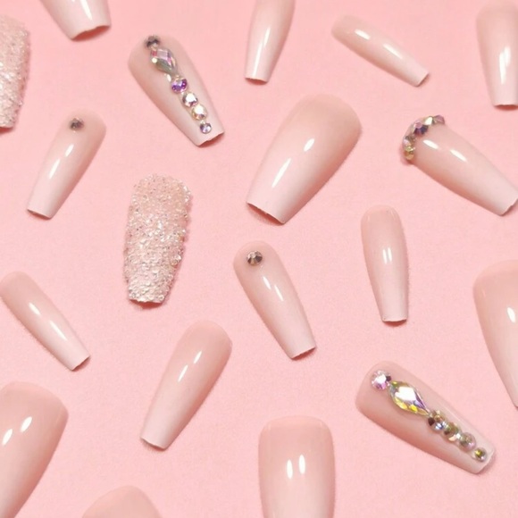 Elegant With 24pcs Medium Coffin French Style Gradient Simple Rhinestone Decor - Picture 2 of 4